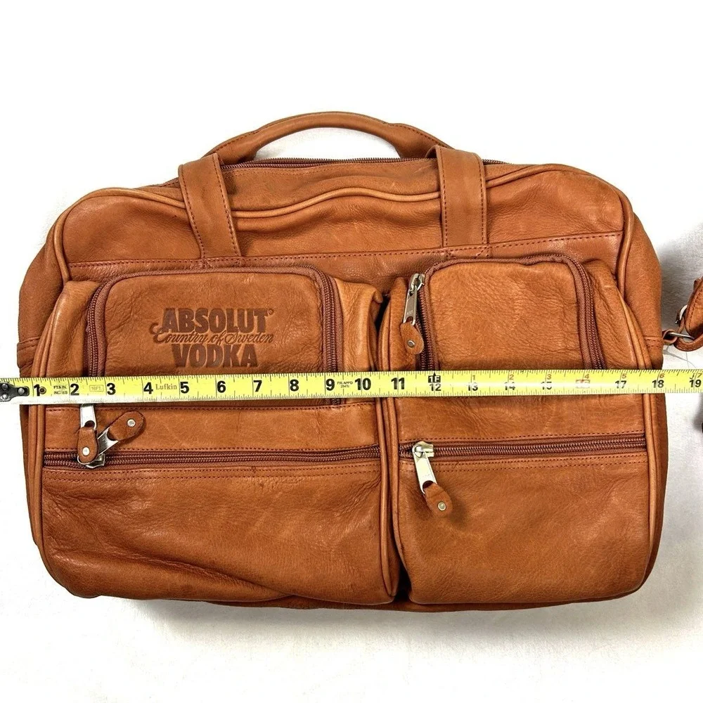 Canyon Outback 90s Absolut Vodka Tan Leather Briefcase Bag NWT